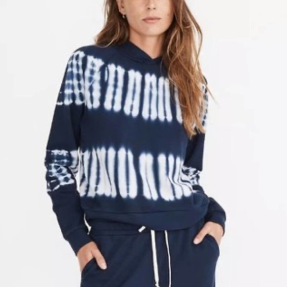 Madewell (Re)sourced Cotton Retro Hoodie Sweatshirt Blue Tie-Dye Size M - Picture 1 of 10